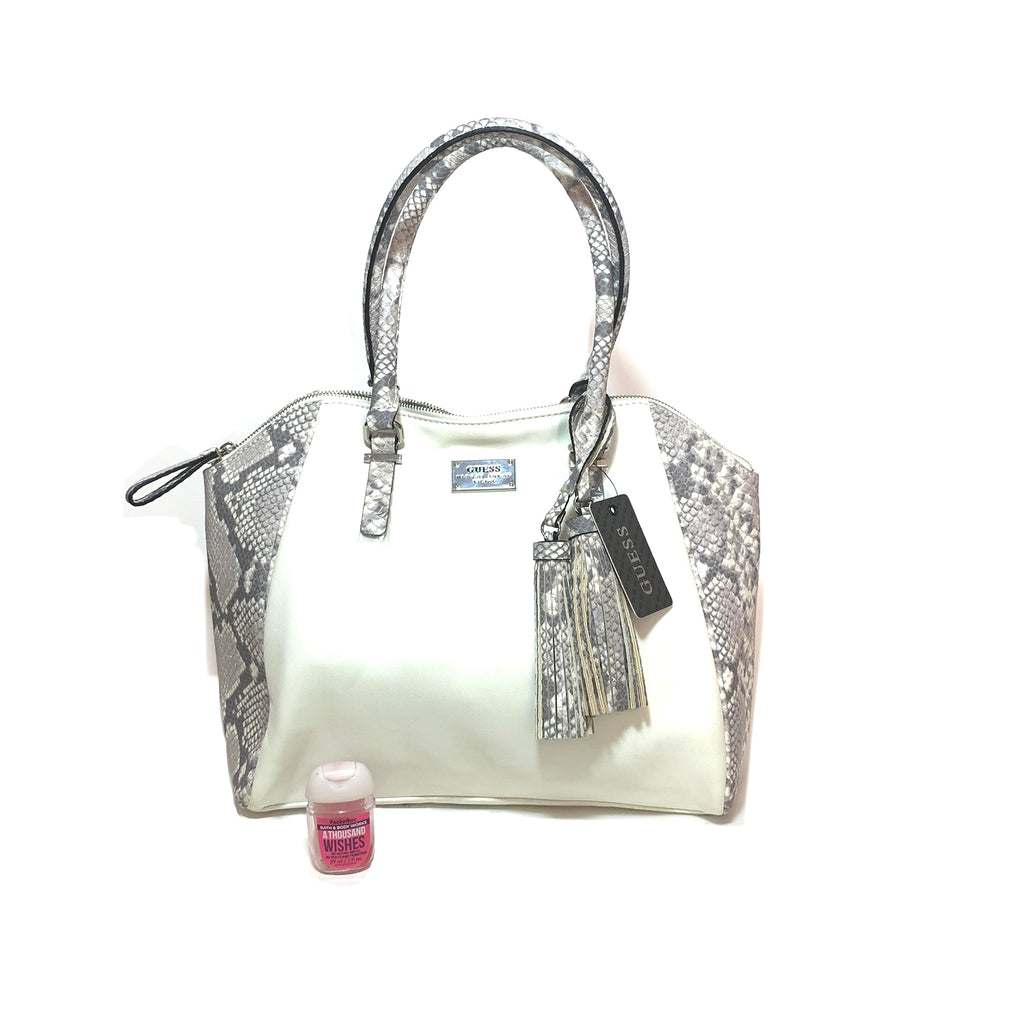 Guess White & Grey Snakeskin Tote | Brand New |