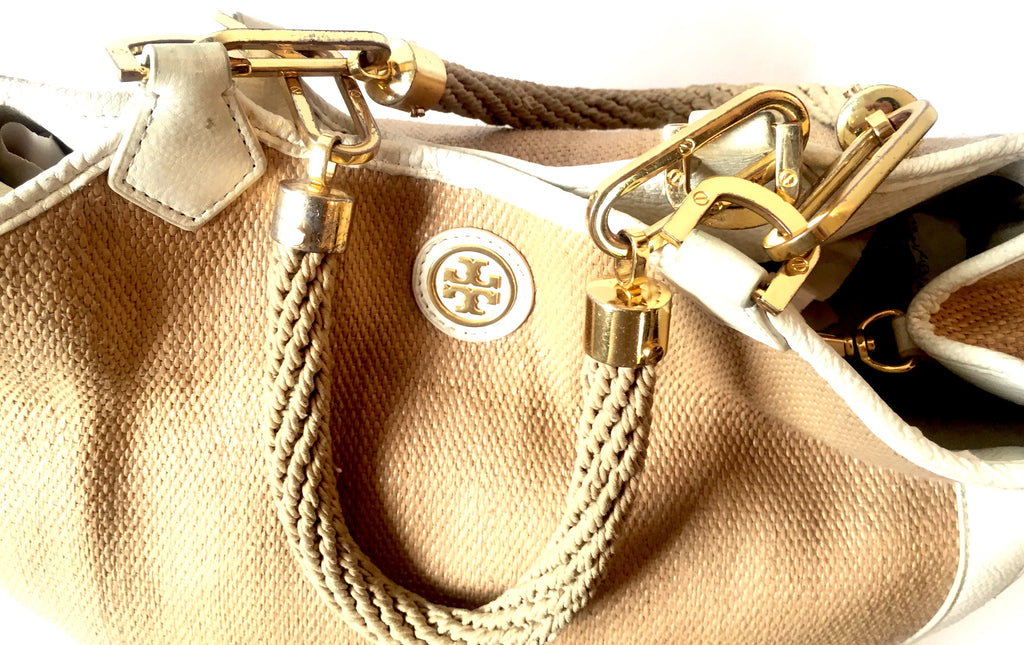 Tory Burch Jute with Leather Trim Shoulder Bag | Pre Loved |