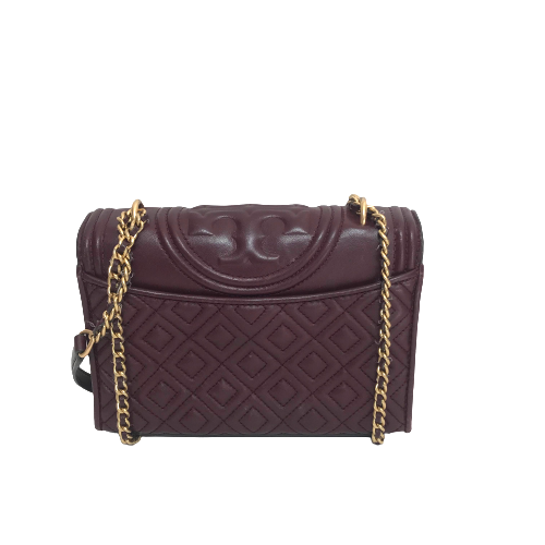 Tory Burch Maroon Leather Quilted 'Fleming' Shoulder Bag | Pre Loved |