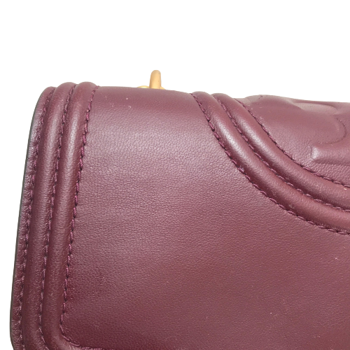 Tory Burch Maroon Leather Quilted 'Fleming' Shoulder Bag | Pre Loved |
