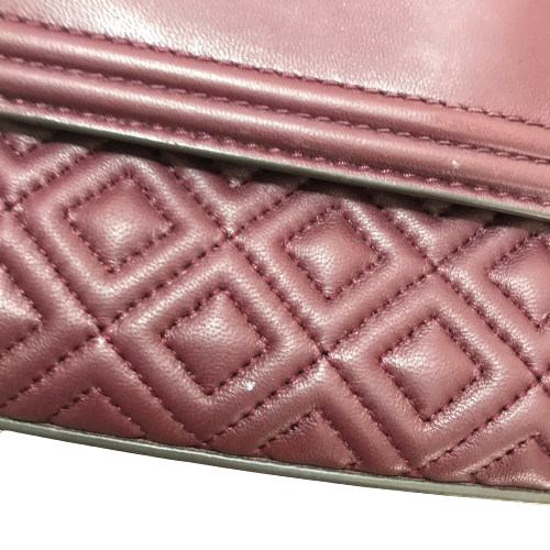 Tory Burch Maroon Leather Quilted 'Fleming' Shoulder Bag | Pre Loved |