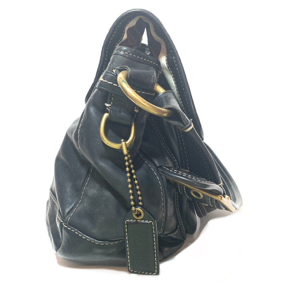 Coach Black Leather Vintage Shoulder Bag | Pre Loved |