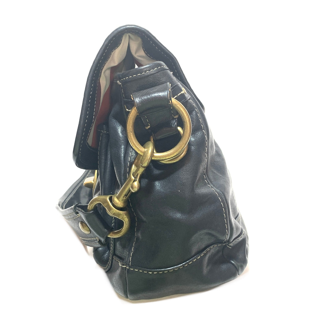 Coach Black Leather Vintage Shoulder Bag | Pre Loved |