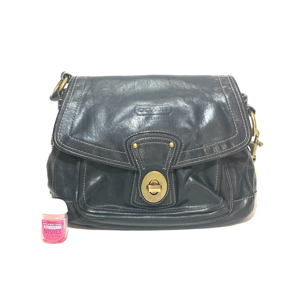 Coach Black Leather Vintage Shoulder Bag | Pre Loved |