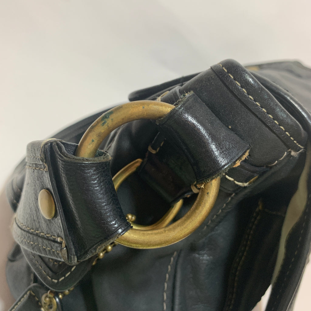 Coach Black Leather Vintage Shoulder Bag | Pre Loved |