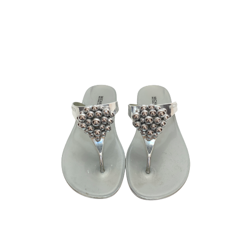 Michael Kors Silver 'KIRBY' Jelly Thong Sandals | Pre Loved |
