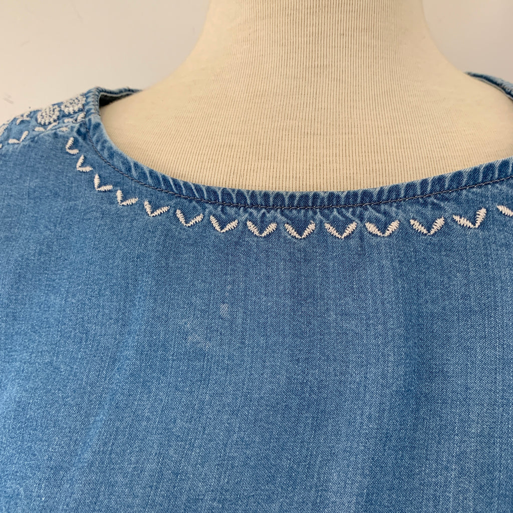 Promod Soft Denim Embroidered Top | Pre Loved |