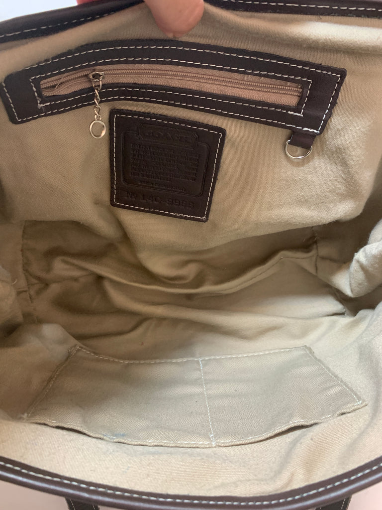 Coach Monogram Canvas & Brown Leather Shoulder Bag | Pre Loved |