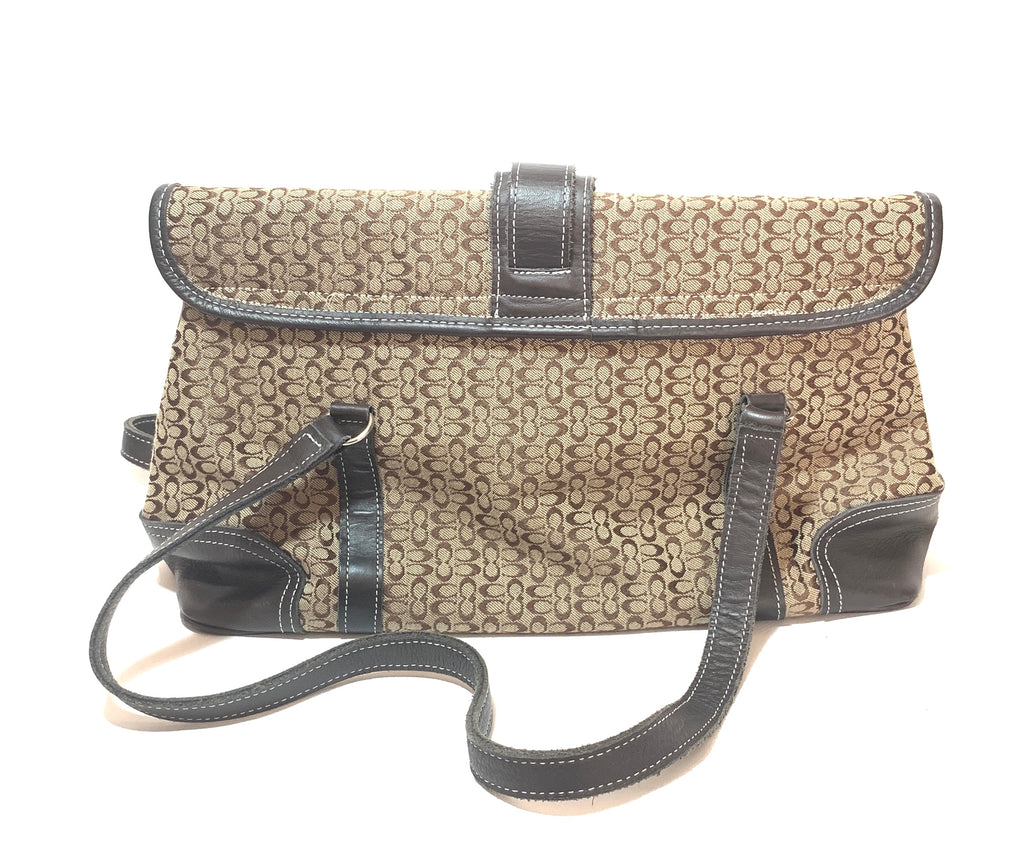 Coach Monogram Canvas & Brown Leather Shoulder Bag | Pre Loved |