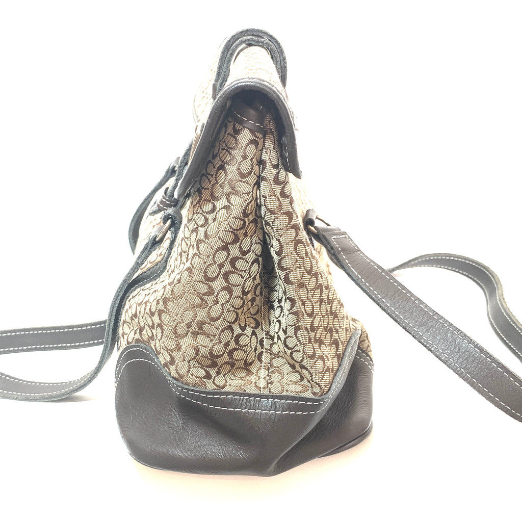 Coach Monogram Canvas & Brown Leather Shoulder Bag | Pre Loved |