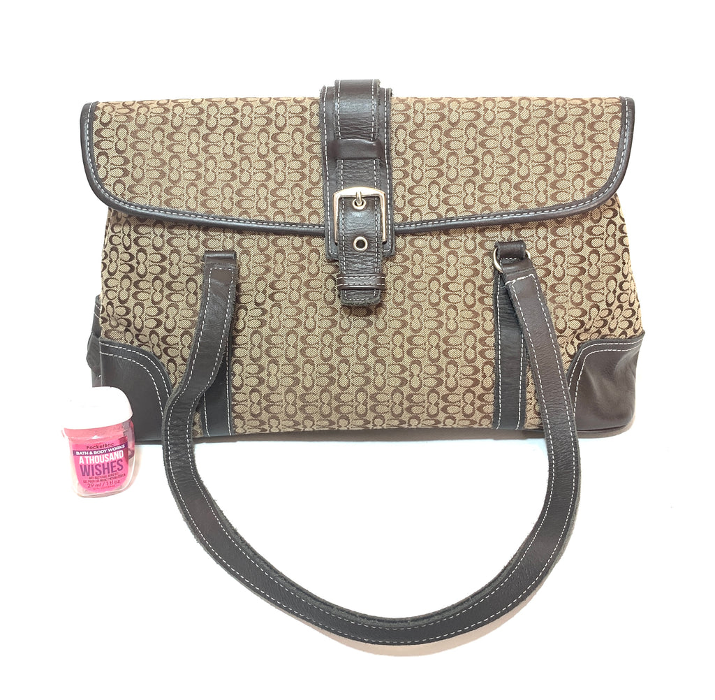 Coach Monogram Canvas & Brown Leather Shoulder Bag | Pre Loved |