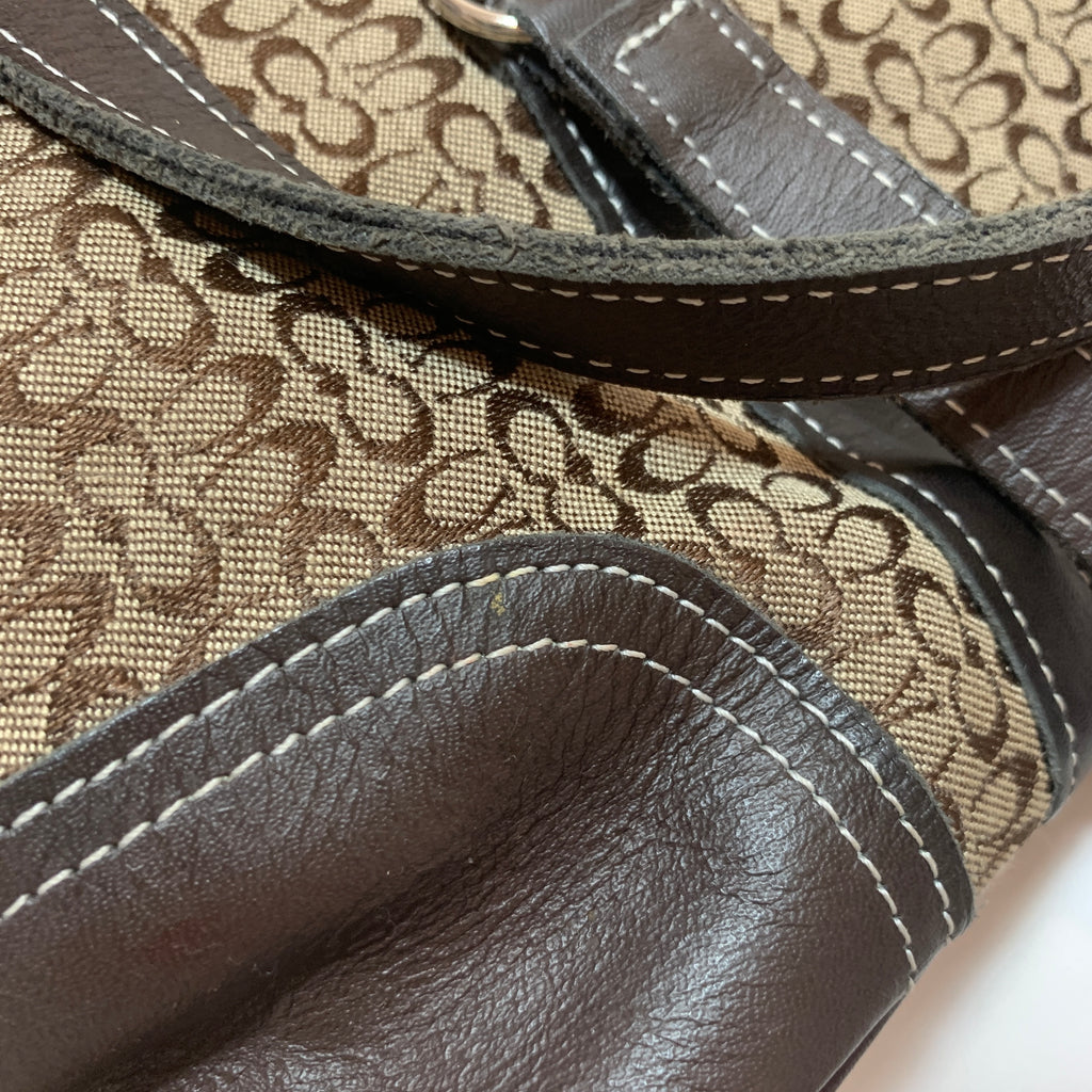 Coach Monogram Canvas & Brown Leather Shoulder Bag | Pre Loved |
