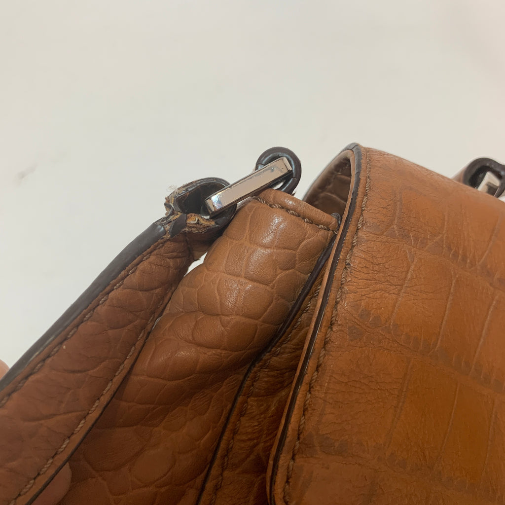 Michael Kors Tan Croc Print Leather Satchel | Pre Loved |