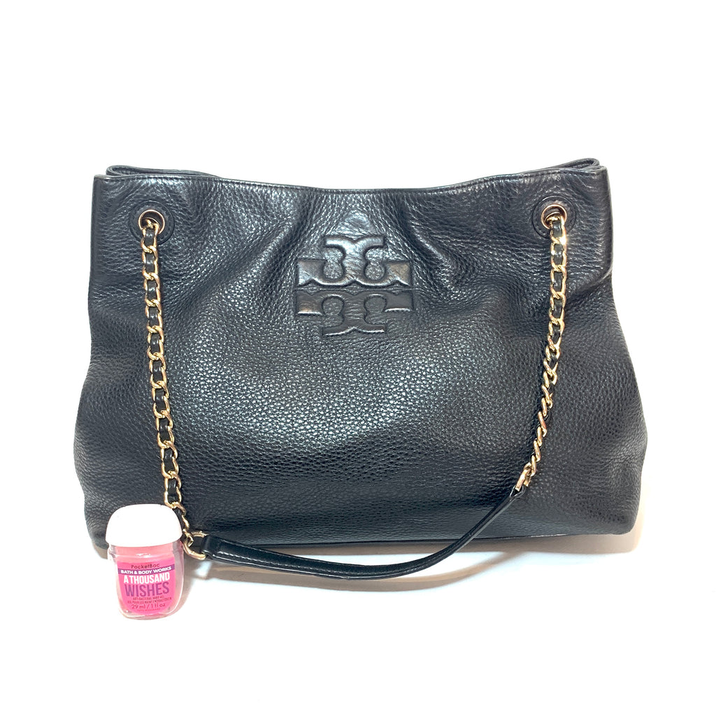 Tory Burch Thea Black Pebbled Leather Shoulder Bag | Pre Loved |