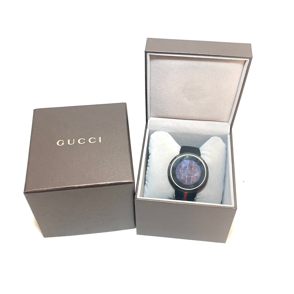 Gucci Sport I-Gucci YA114103 Dial Black Rubber Men's Digital Watch | Like New |