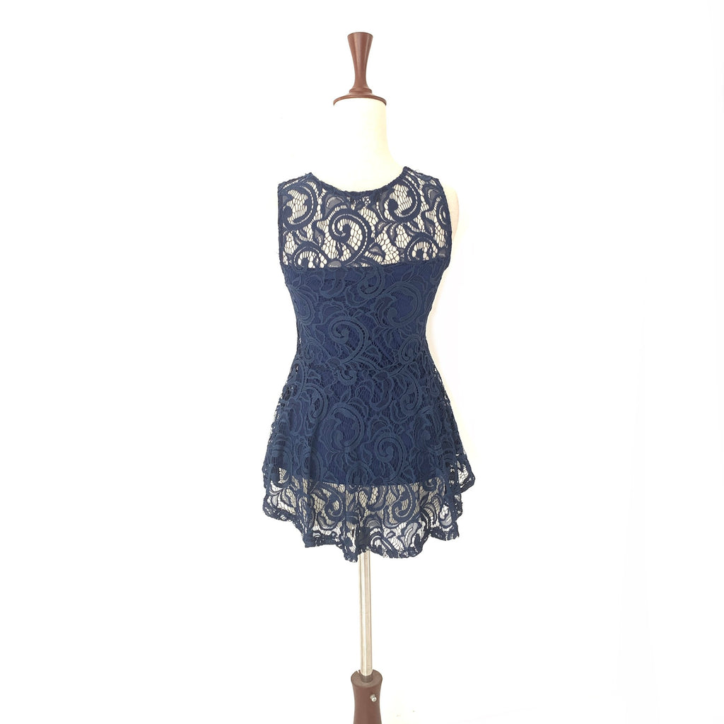 Quiz Blue Sleeveless Lace Top | Gently Used |