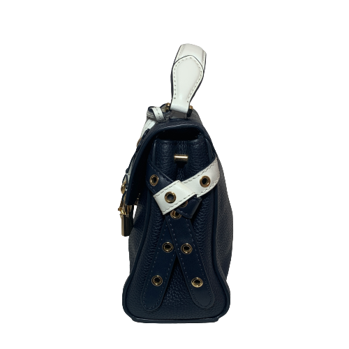 bristol small floral appliqué leather backpack Michael Kors Navy Pebbled Leather 'Bristol' Floral Applique Small Tote