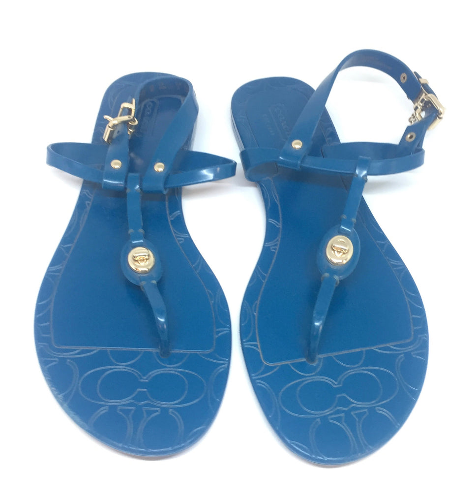 Coach Blue Plastic Thong Sandals | Pre Loved | - Secret Stash
