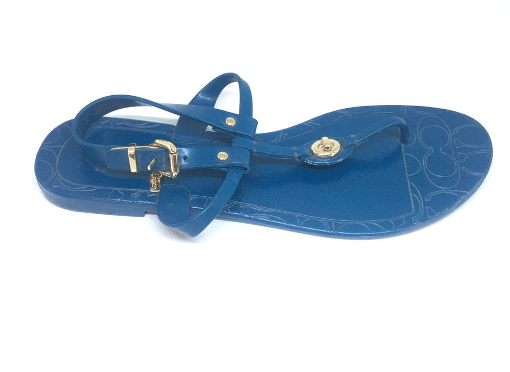 Coach Blue Plastic Thong Sandals | Pre Loved | - Secret Stash