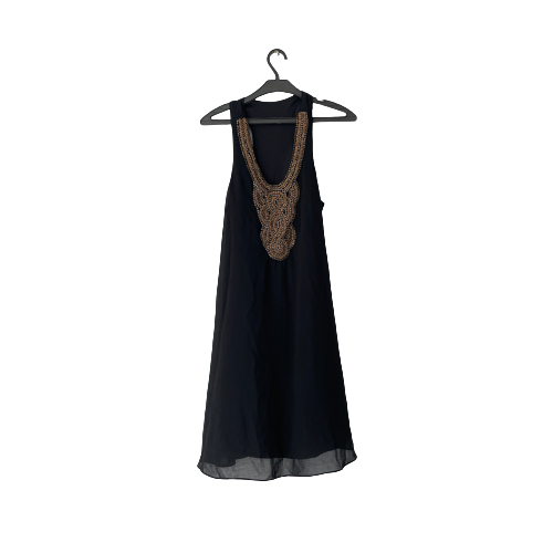 Black Sleeveless Embroidered Dress