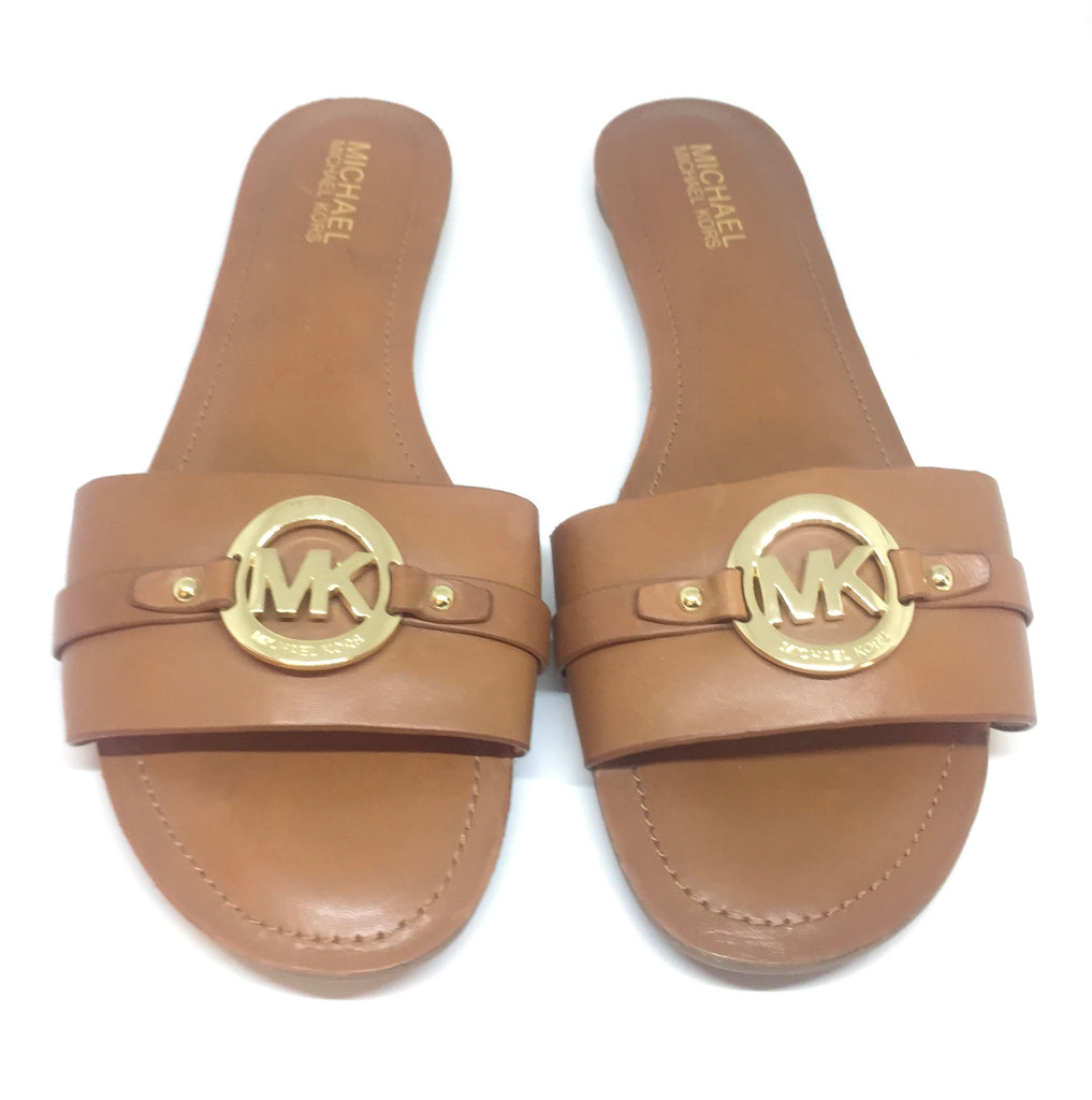 MICHAEL Michael Kors Tan Leather Flat Sandals | Brand New |