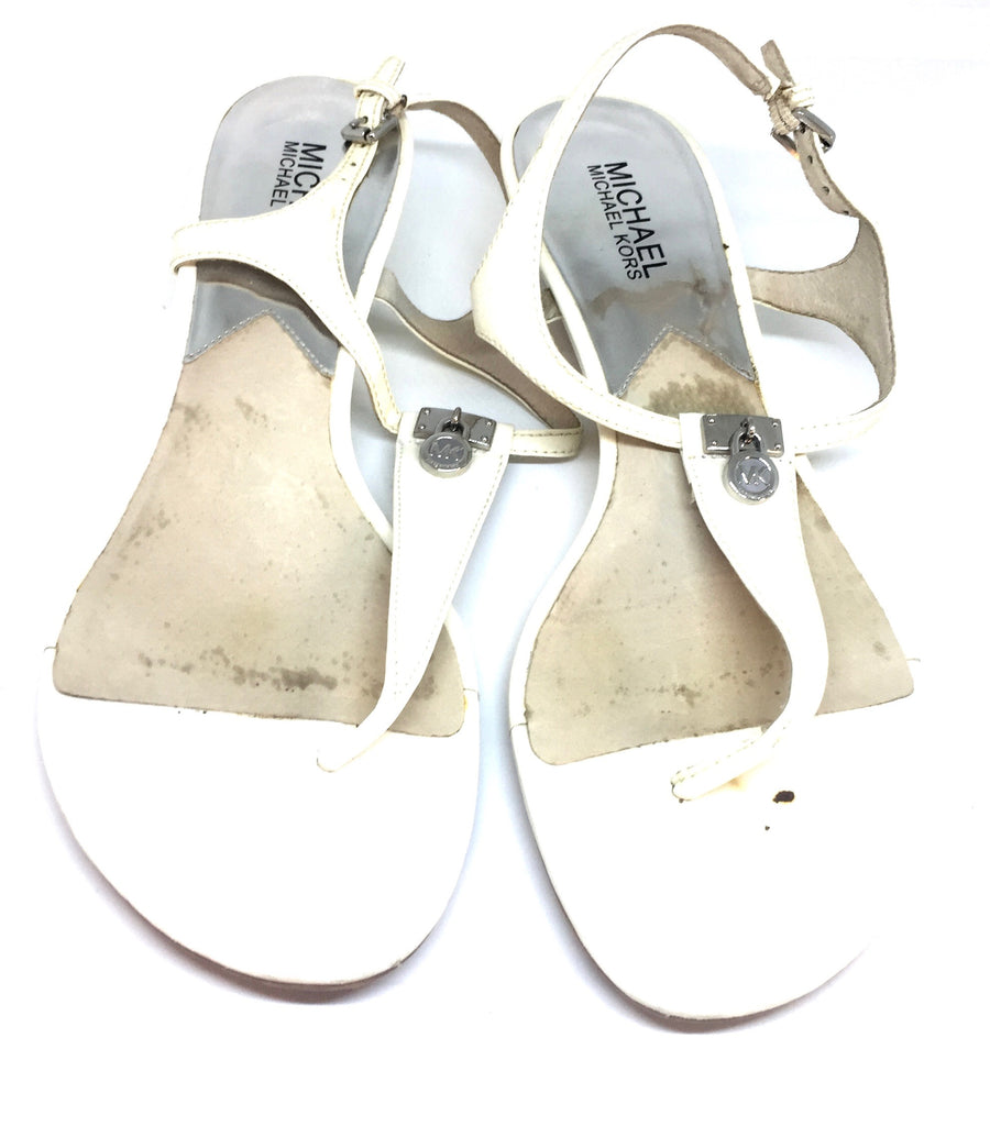 Michael Kors White Thong Wedge Sandals | Pre Loved |
