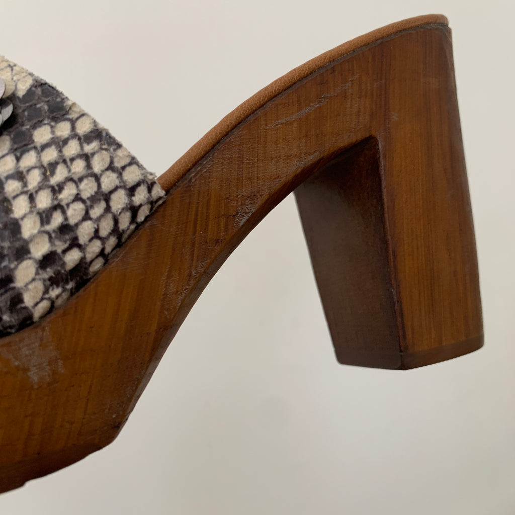 DUNE Snakeskin & Floral Wooden Platform Heels | Pre Loved |
