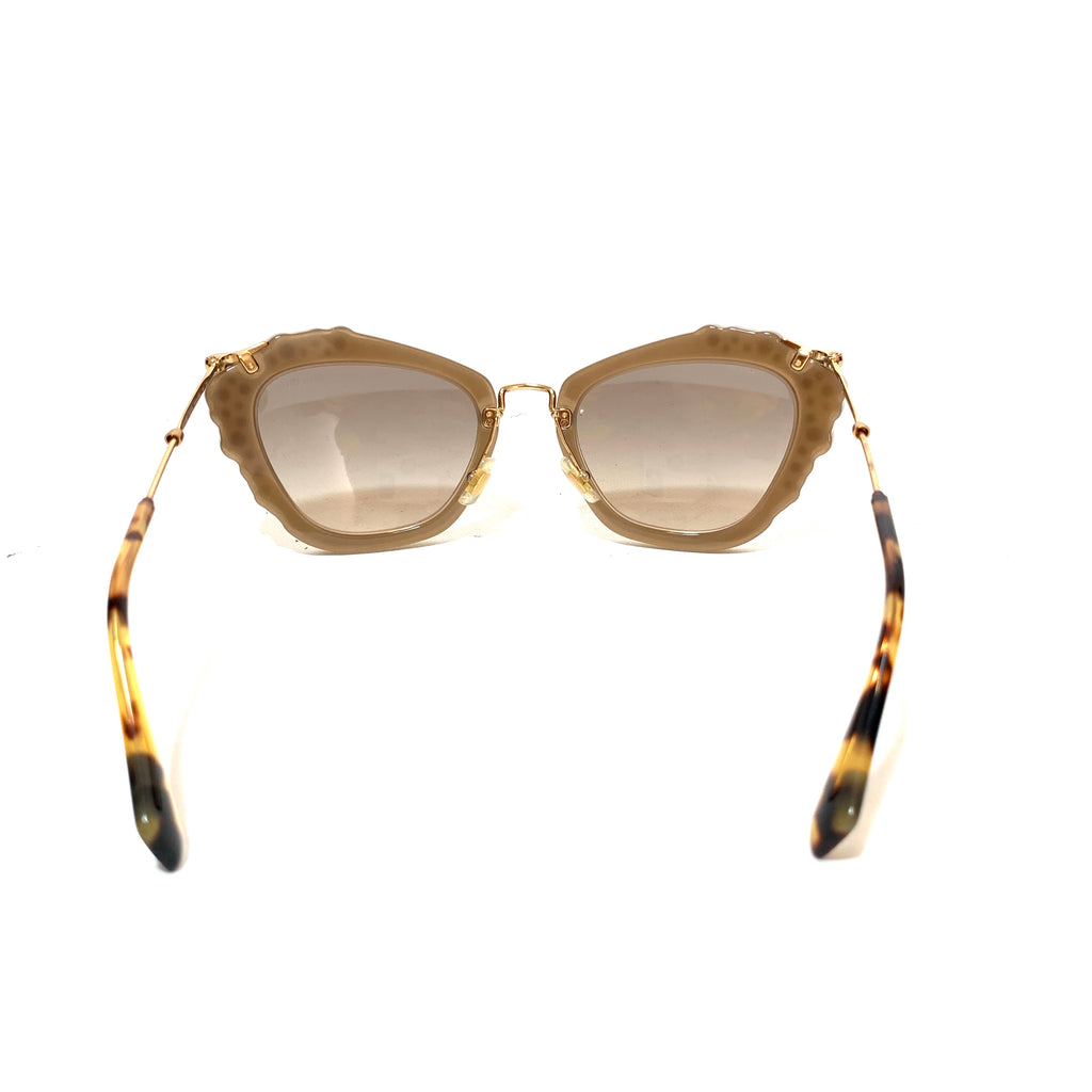 Miu Miu Brown Glitter & Rhinestone Sunglasses | Like New |