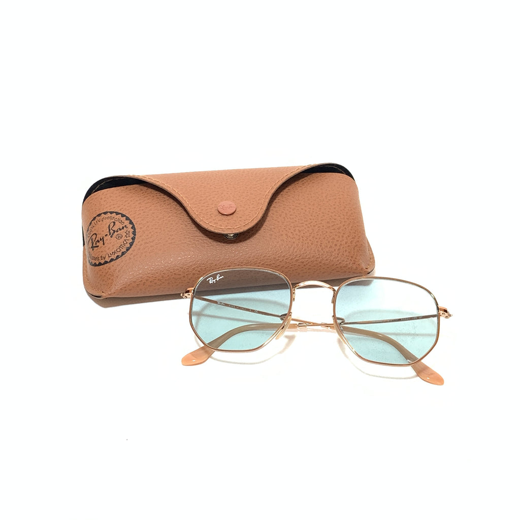 Ray-Ban RB3548N Evolve Hexagon Light Blue/ Copper Sunglasses | Gently Used |