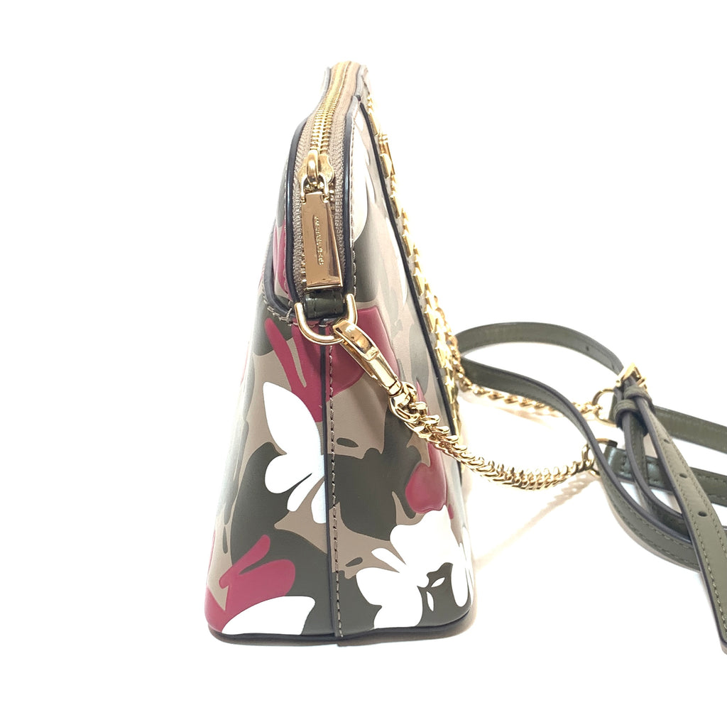 Michael Kors Olive Dome Printed Leather Cross Body Bag | Like New |