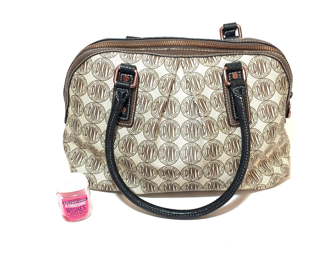 DKNY Active Brown Canvas & Leather Tote | Gently Used |