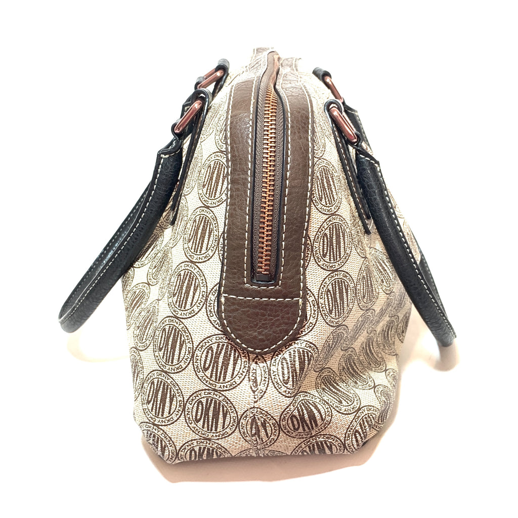 DKNY Active Brown Canvas & Leather Tote | Gently Used |
