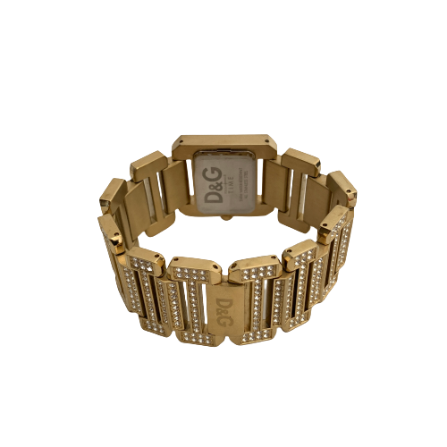 D&G Gold Sqaure Crystal Bracelet Watch | Pre Loved |