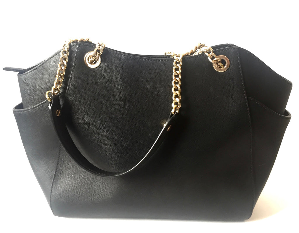 Michael Kors Black Leather with Gold Chain Bag | Gently Used |