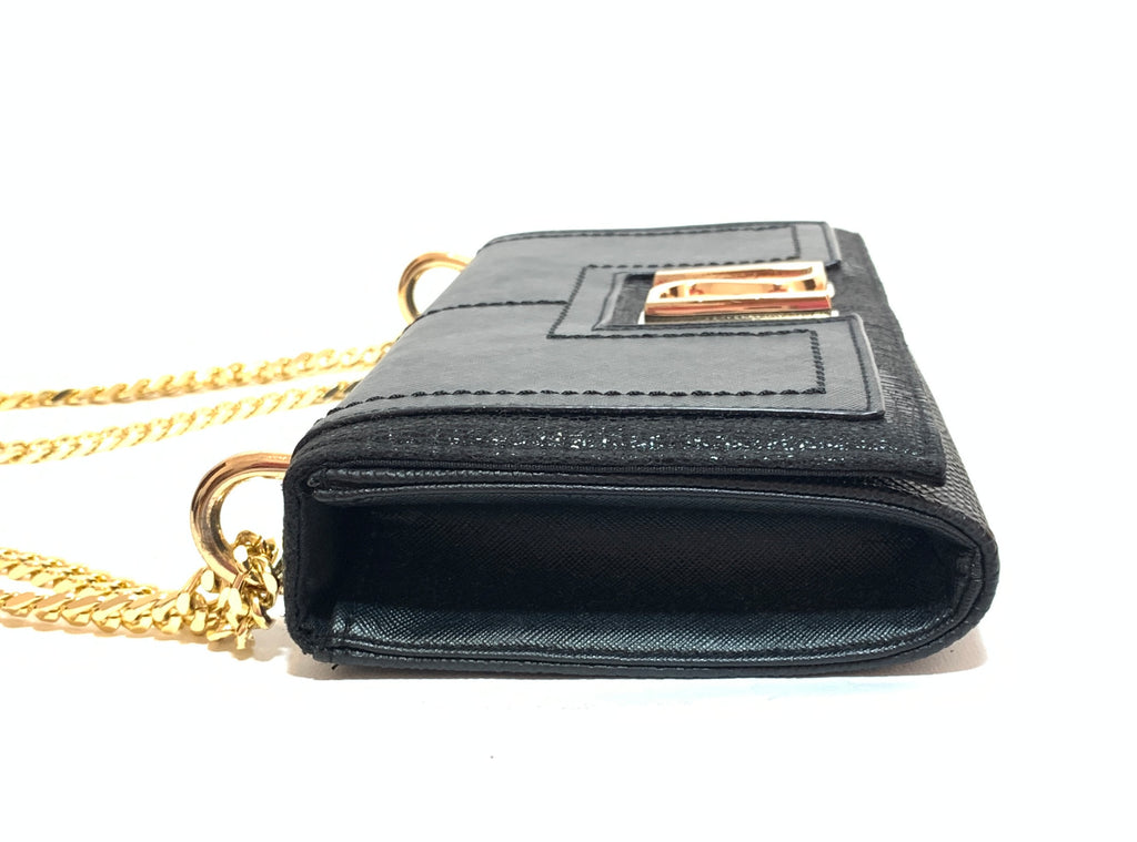 River Island Black with Gold Chain Shoulder Bag | Gently Used |