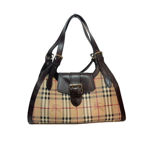 Burberry Haymarket Check & Brown Leather Shoulder Bag | Gently Used |
