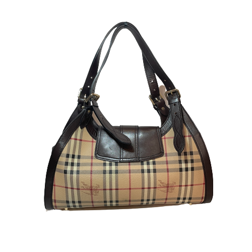 Burberry Haymarket Check & Brown Leather Shoulder Bag | Gently Used |