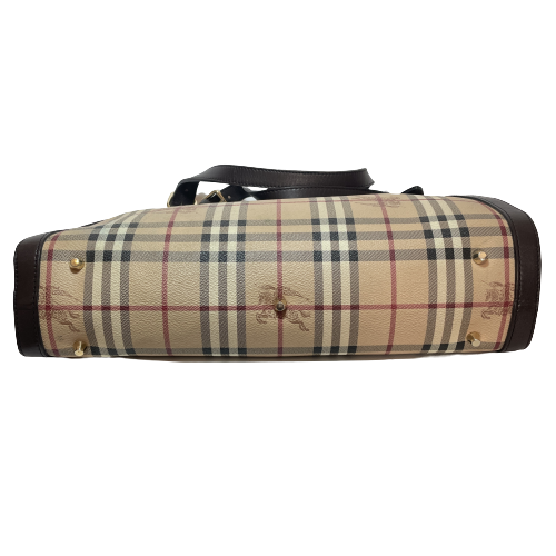 Burberry Haymarket Check & Brown Leather Shoulder Bag | Gently Used |