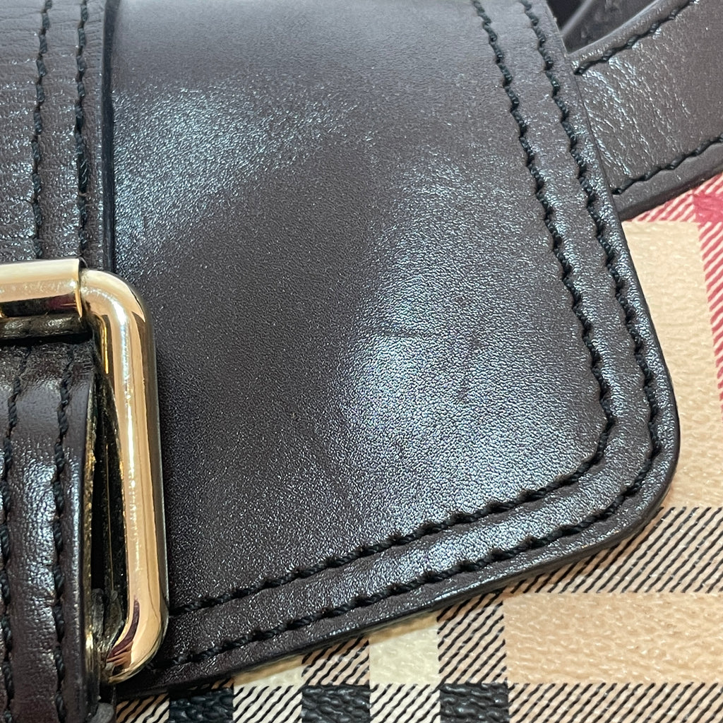 Burberry Haymarket Check & Brown Leather Shoulder Bag | Gently Used |