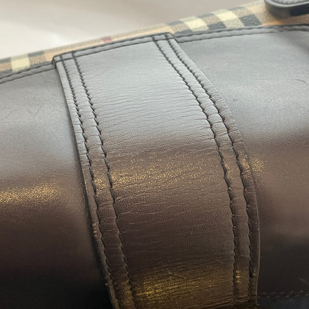 Burberry Haymarket Check & Brown Leather Shoulder Bag | Gently Used |