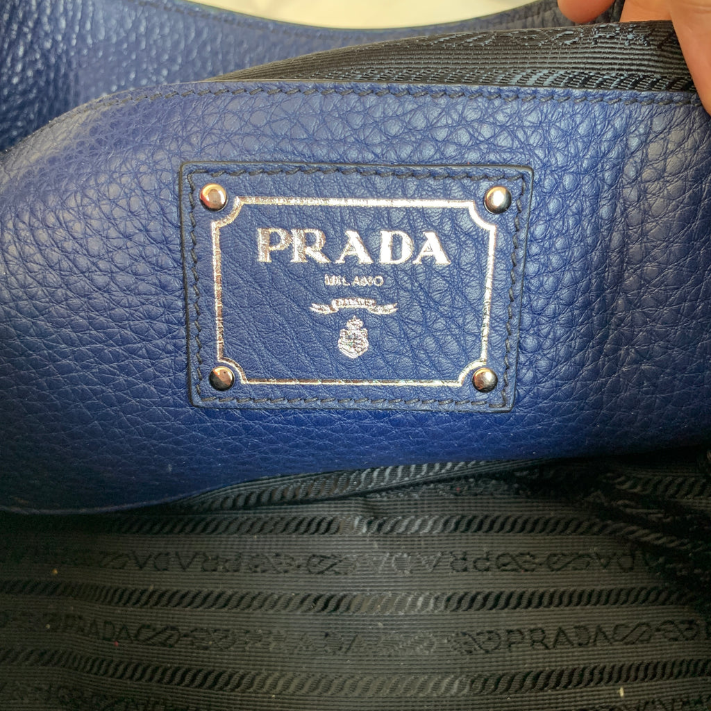 Prada Blue Pebbled Leather Satchel | Gently Used |