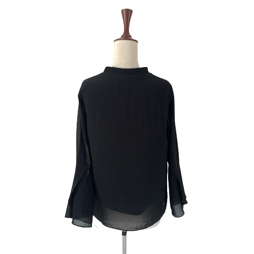 ZARA Black Round-neck Bell-sleeves Blouse | Gently Used |