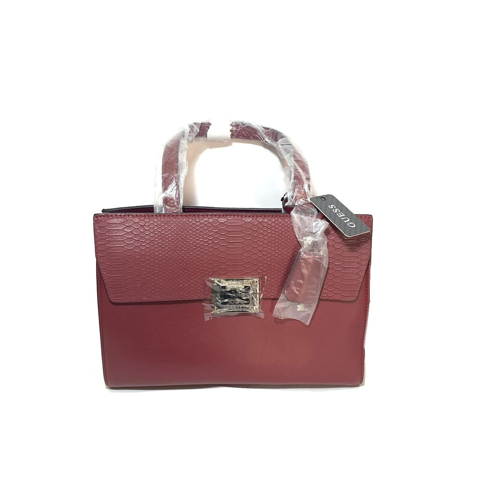 Guess "Angela' Maroon Leatherette Shoulder Bag | Brand New |