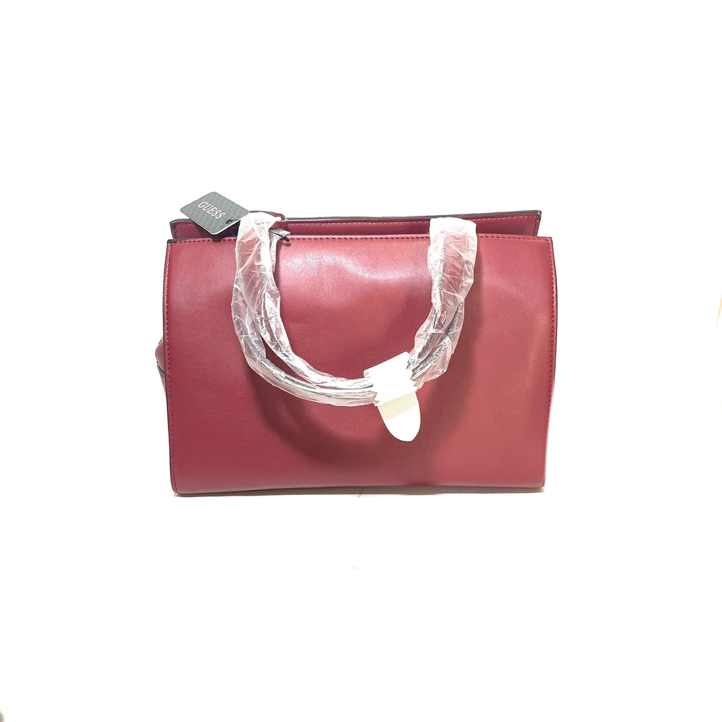 Guess "Angela' Maroon Leatherette Shoulder Bag | Brand New |