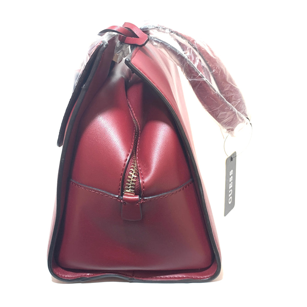 Guess "Angela' Maroon Leatherette Shoulder Bag | Brand New |