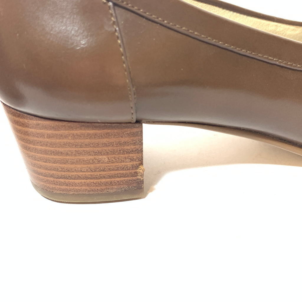 Michael Kors Brown Leather Block Heel Loafers | Pre Loved |