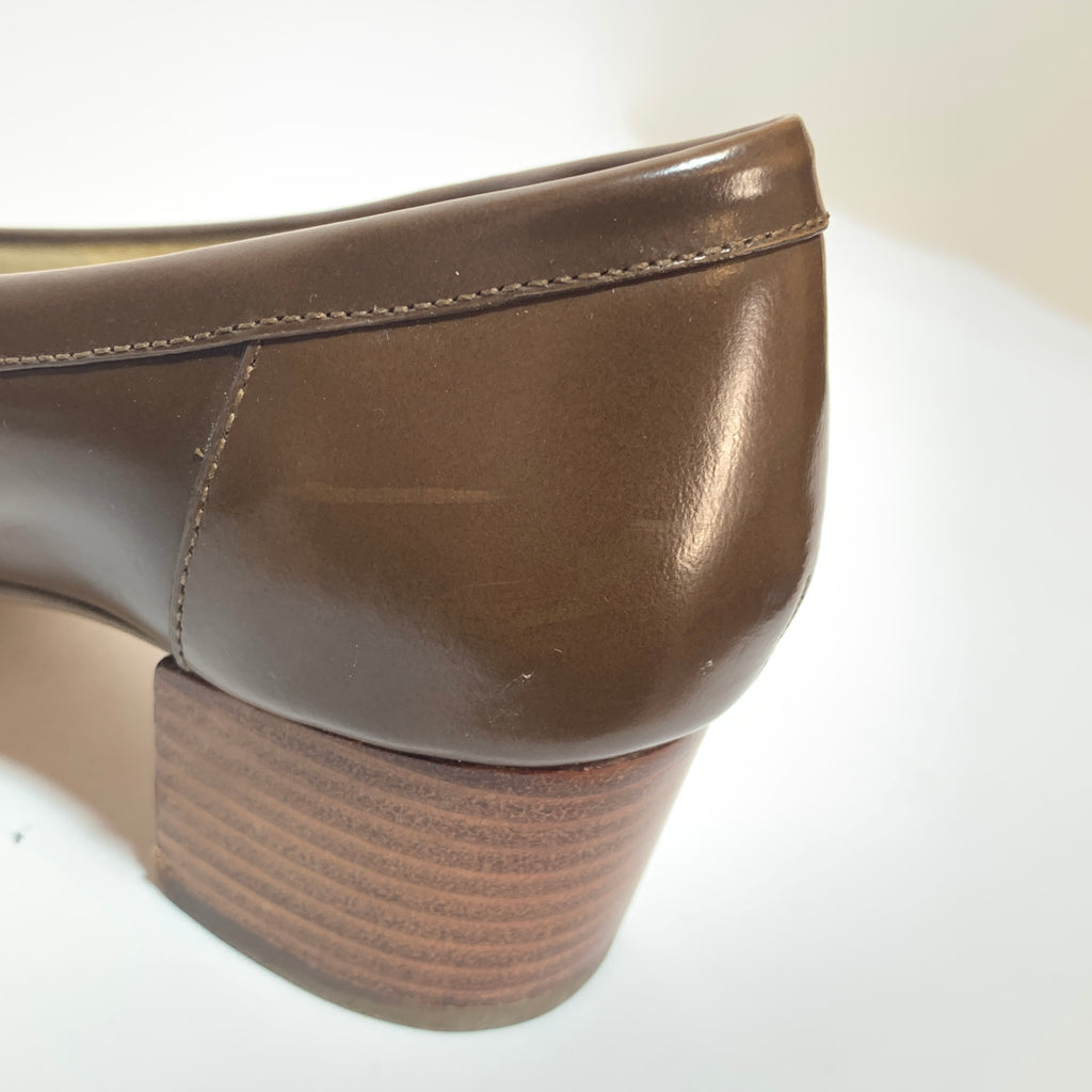 Michael Kors Brown Leather Block Heel Loafers | Pre Loved |