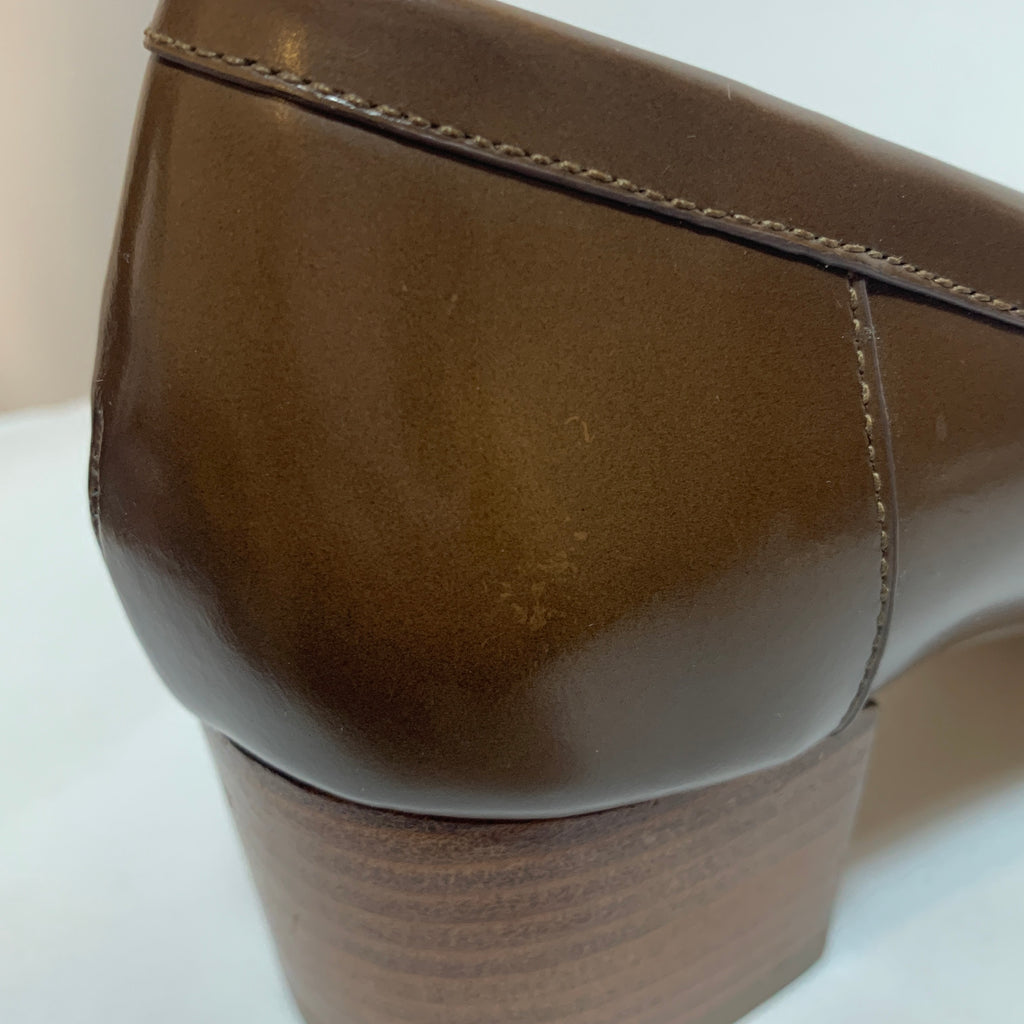 Michael Kors Brown Leather Block Heel Loafers | Pre Loved |