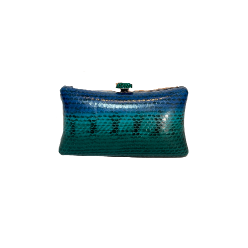 Henri Bendel Blue Multicolour Snakeskin Clutch | Brand New |