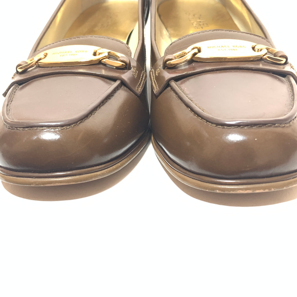 Michael Kors Brown Leather Block Heel Loafers | Pre Loved |